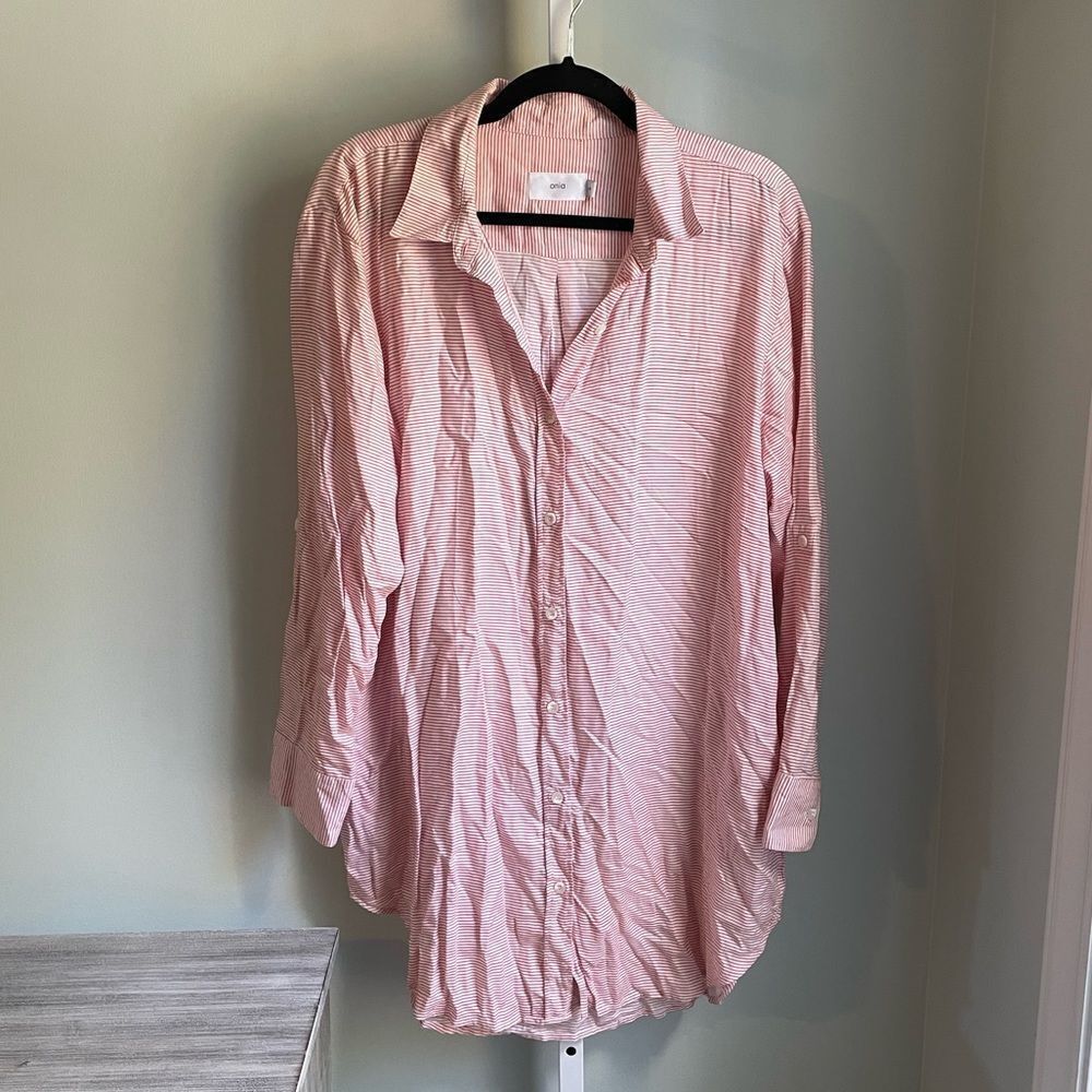 Onia Red Striped Button Down